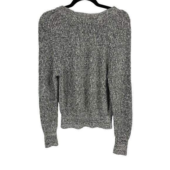 Free People Knit Crewneck Sweater S Black White Heathered Cotton Linen - Picture 3 of 6